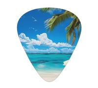 Médiators de guitare imprimés White Beach Tropical Sea, 12 pièces dans une boîte. Procure un son clair. Ukulélé, guitare électrique, acoustique, basse (0,46 0,71 0,96 mm)