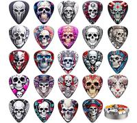 Médiators de guitare, lot de 24 médiators crâne fins, moyens, épais, médiators pour guitares acoustiques, guitares électriques, basses 0,46 0,71 0,96 1,2 mm (Mix-8)
