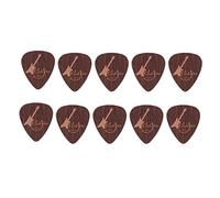 Médiators Guitare Celluloïd 0,71mm, 10 Pièces, Couleur Bois, Motif Note Musicale - Excellente Adhérence, Tonalité Chaleureuse, Pour Guitare Acoustique, Classique et Électrique (Modèle de guitare de