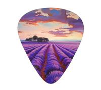 Médiators imprimés Lavender Fields, 12 pièces dans une boîte. Procure un son clair. Convient aux ukulélés, guitares électriques, acoustiques et basses (0,46 0,71 0,96 mm).