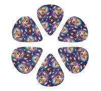 Médiators Premium 351 Shape (lot de 6) - Motif Shiba Inu Doge Galaxie Spatial Violet, pour guitare électrique, basse et acoustique, qualité professionnelle, 0,46-0,96 mm