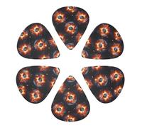 Médiators professionnels 351, motif Flame Planet Art, lot de 6 médiators en celluloïd pour toutes guitares et mandolines, gamme légère-moyenne-forte.