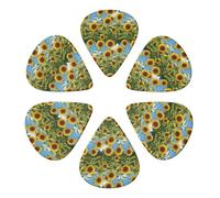 Médiators professionnels en forme de tournesol (6 unités), forme 351, pour guitare et mandoline. Disponibles en versions légère, moyenne et forte.