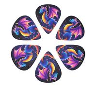 Médiators Purple Dragon (lot de 6) - Épaisseur fine, moyenne et épaisse - Convient aux guitares acoustiques, électriques, ukulélé et basses - 0,71 mm