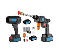 Mediawave Store - Kit nettoyeur haute pression sans fil et souffleur double batterie 48 V - Lance de lavage de voiture portable 1050 W et accessoires