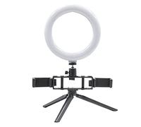 Mediawave Store - Lampe Anneau pour Selfie lumière LED 730492 20 cm avec 2 Supports pour Smartphone, 3 Modes de lumière