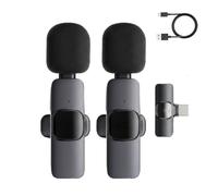 Mediawave Store Microphone sans fil USB-C double avec réduction du bruit, transmission sans fil 20 m, enregistrement ultra clair 48 K 24 bits, avec filtre anti-pop et câble USB