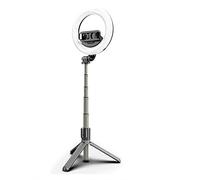 Mediawave Store - Selfie Stick Ring Light Anneau LED 5" Trépied pliable avec télécommande 07, phare LED pour Live et vidéo, 3 modes Bluetooth, support smartphone, mât, support