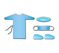 Mediberg Kit de pansement jetable pour patient ou visiteur, kimono, casquette, masque et couvre-chaussures, non stérile, bleu clair, taille unique, 25 kits