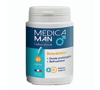 Médica Man Retardateur, partenaire du self-control de la vie masculine pour une durée prolongée, ralentisseur de sensations, 45 gélules d'actifs sélectionnés, fabriqué en France