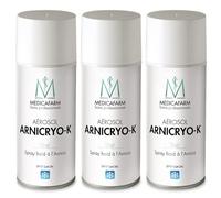 MEDICAFARM - Aérosol ARNICRYO-K - Spray forid à l'arnica - Effet glacial - Aide à soulager rapidement les douleurs d'origine traumatique - 3 aérosols de 150ml