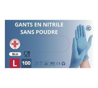 Medical 100 Disposable Nitrile Gloves Dust-Free Hypoallergenic Latex Free Medical DeviceDoctors Head Beauticians Tattoos Food UseVarious Sizes (L-Blue)