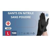 Medical 100 Disposable Nitrile Gloves Dust-Free Hypoallergenic Latex Free Medical DeviceDoctors Head Beauticians Tattoos Food UseVarious Sizes (L-Black)