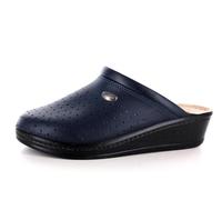 MEDICAL Comfort 100 Chaussons sanitaires anatomiques pour femme en cuir véritable bleu et blanc antidérapant., bleu, 39 EU