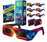 Medical king Lot de 5 paires de lunettes anti-éclipse solaire approuvées AAS 2024 certifiées CE et ISO pour une vision directe du soleil, Mix Coler, taille unique