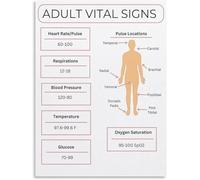 Medical Student Resource Metal Sign Adult Vital Signs Normal Ranges Pulse Locations Educational Chart for Nursing School or Home Study 8 X 12 in