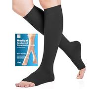 Medicale Bas de Contention Femme et Homme 20-30mmHg Classe 2, Taille S-4XL, Bout Ouvert Chaussettes de Contention pour Les varices, l'œdème, Vol de Voyage, Enceintes (Noir, 3XL)