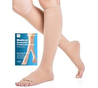 Medicale Bas de Contention Femme et Homme 20-30mmHg Classe 2, Taille S-4XL, Bout Ouvert Chaussettes de Contention pour Les varices, l'œdème, Vol de Voyage, Enceintes (Beige, 3XL)