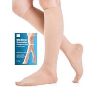 Medicale Bas de Contention Femme et Homme 20-30mmHg Classe 2, Taille S-4XL, Soutien Graduel Chaussettes de Contention pour Les varices, l'œdème, Vol de Voyage, Enceintes (Beige, XXL)