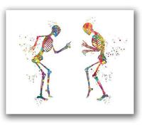 Médicales Aquarelle Affiche Danse Squelettes Anatomie Humaine Toile Tableau Art Peintures Decoration Murale pour Salon Chambre Tableau Decoration, sans Cadre (50X70CM)