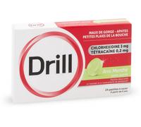 Médicament > Maux de gorge et toux > Médicaments mal de gorge Drill Pastilles Sans Sucre Anis Menthe x 24 - Maux de gorge - Pharmacie en ligne LaSante.net