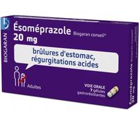 Médicament > Médicament digestion et nausées > Médicaments brûlures d'estomac Esoméprazole 20 mg Biogaran Conseil x7
