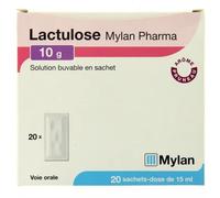 Médicament > Médicament digestion et nausées > Médicaments constipation Lactulose Mylan Viatris Solution Buvable Sachets Arôme Pruneau x 20 - Constipation - Pharmacie en ligne LaSante.net
