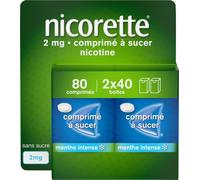 Médicament > Médicament sevrage tabagique Nicorette 2 mg Comprimés à Sucer Menthe Douce - Sevrage tabagique - Pharmacie en ligne LaSante.net 40 x 2