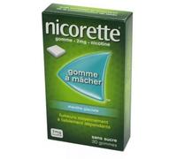 Médicament > Médicament sevrage tabagique Nicorette 2 mg Gomme à mâcher Menthe Glaciale x 30 - Sevrage tabagique - Pharmacie en ligne LaSante.net