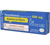 Médicament > Médicaments douleurs et fièvre > Paracétamol Paracétamol Biogaran Conseil 500 mg Comprimés x 16 - Paracétamol - Pharmacie en ligne LaSante.net