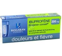 Médicament > Médicaments douleurs et fièvres > Médicaments anti-inflammatoires > Ibuprofène Ibuprofène Biogaran 200 mg x 20 - Ibuprofène - Pharmacie en ligne LaSante.net