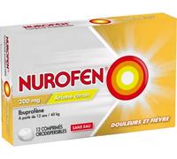 Médicament > Médicaments douleurs et fièvres > Médicaments anti-inflammatoires > Ibuprofène Nurofen 200 mg Sans Eau Goût Citron x 12 - Ibuprofène - Pharmacie en ligne LaSante.net