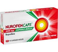 Médicament > Médicaments douleurs et fièvres > Médicaments anti-inflammatoires > Ibuprofène NurofenCaps 400 mg Capsules Molles x 10 - Ibuprofène - Pharmacie en ligne LaSante.net