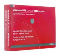 Médicament > Médicaments forme et vitalité > Médicaments à base de Vitamines et Minéraux Vitamine B12 Gerda Injectable x 6 - Vitamines et minéraux - Pharmacie en ligne LaSante.net