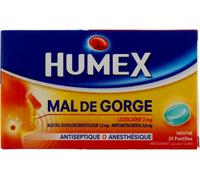 Médicament > Médicaments Maux de Gorge et Toux > Médicaments mal de gorge Humex Mal de Gorge Lidocaïne Menthe Pastilles x 24 - Maux de gorge - Pharmacie en ligne LaSante.net