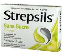 Médicament > Médicaments Maux de Gorge et Toux > Médicaments mal de gorge Strepsils Pastilles Citron Sans Sucre x 24