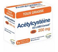 Médicament > Médicaments Maux de Gorge et Toux > Médicaments toux > Médicaments toux grasse Acétylcystéïne EG 200 mg Sachets x 18 - Toux grasse - Pharmacie en ligne LaSante.net