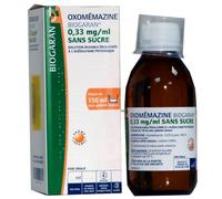 Médicament > Médicaments Maux de Gorge et Toux > Médicaments toux > Médicaments toux sèche Oxomémazine Biogaran 0,33 mg/ml Sirop Sans Sucre 150 ml