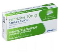 Médicament > Médicaments Nez et Oreilles > Médicaments Antihistaminiques - Allergie > Cétirizine Sandoz Conseil Cétirizine 10 mg x 7 - Cétirizine - Pharmacie en ligne LaSante.net
