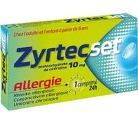 Médicament > Médicaments Nez et Oreilles > Médicaments Antihistaminiques - Allergie Zyrtecset 10 mg x 7 - Rhinite allergique - Pharmacie en ligne LaSante.net
