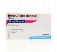 Médicament > Médicaments ophtalmologie > Médicament pour irritation des yeux Borax/Acide Borique Mylan Viatris 12mg/18mg/ml x 20 - Irritations - Pharmacie en ligne LaSante.net
