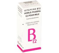 Médicament > Médicaments ophtalmologie > Médicament pour irritation des yeux Vitamine B12 Horus Collyre 0,50 % 5 ml - Irritations - Pharmacie en ligne LaSante.net