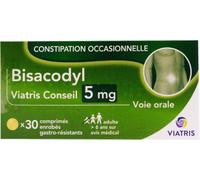 Médicament sans ordonnance > Médicament digestion et nausées > Médicaments constipation Bisacodyl Mylan Viatris Conseil 5 mg Comprimés enrobés gastro-résistants x 30 - Constipation - Pharmacie en lign