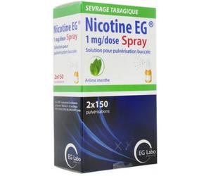 Médicament sans ordonnance > Médicament sevrage tabagique > Sprays anti-tabac et inhaleurs Nicotine EG Menthe 1 mg Spray 2 x 150 - Sprays anti-tabac et inhaleurs - Pharmacie en ligne LaSante.net