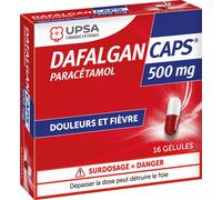 Médicament sans ordonnance > Médicaments douleurs et fièvre > Paracétamol DafalganCaps 500 mg Gélules x 16 - Paracétamol - Pharmacie en ligne LaSante.net