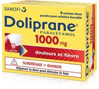 Médicament sans ordonnance > Médicaments douleurs et fièvre > Paracétamol Doliprane 1000 mg Sachets x 8 - Paracétamol - Pharmacie en ligne LaSante.net