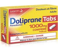 Médicament sans ordonnance > Médicaments douleurs et fièvre > Paracétamol DolipraneTabs 1000 mg - 8 Comprimés - Paracétamol - Pharmacie en ligne LaSante.net