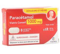 Médicament sans ordonnance > Médicaments douleurs et fièvre > Paracétamol Paracétamol Mylan Viatris 1000 mg Comprimés x 8 - Paracétamol - Pharmacie en ligne LaSante.net