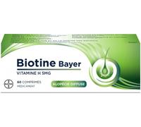 Médicament sans ordonnance > Médicaments forme et vitalité > Médicaments chute des cheveux Biotine Bayer 5 mg Comprimés x 60