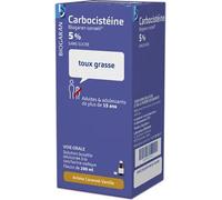 Médicament sans ordonnance > Médicaments Maux de Gorge et Toux > Médicaments toux Carbocistéïne Biogaran 5% Adulte Sans Sucre 200 ml - Toux - Pharmacie en ligne LaSante.net